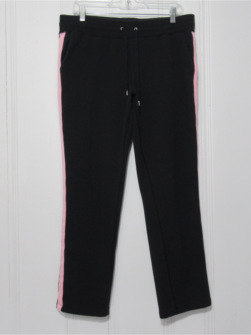 Lauren Ralph Lauren Pink Side Stripe Black Pants Size Large Petite